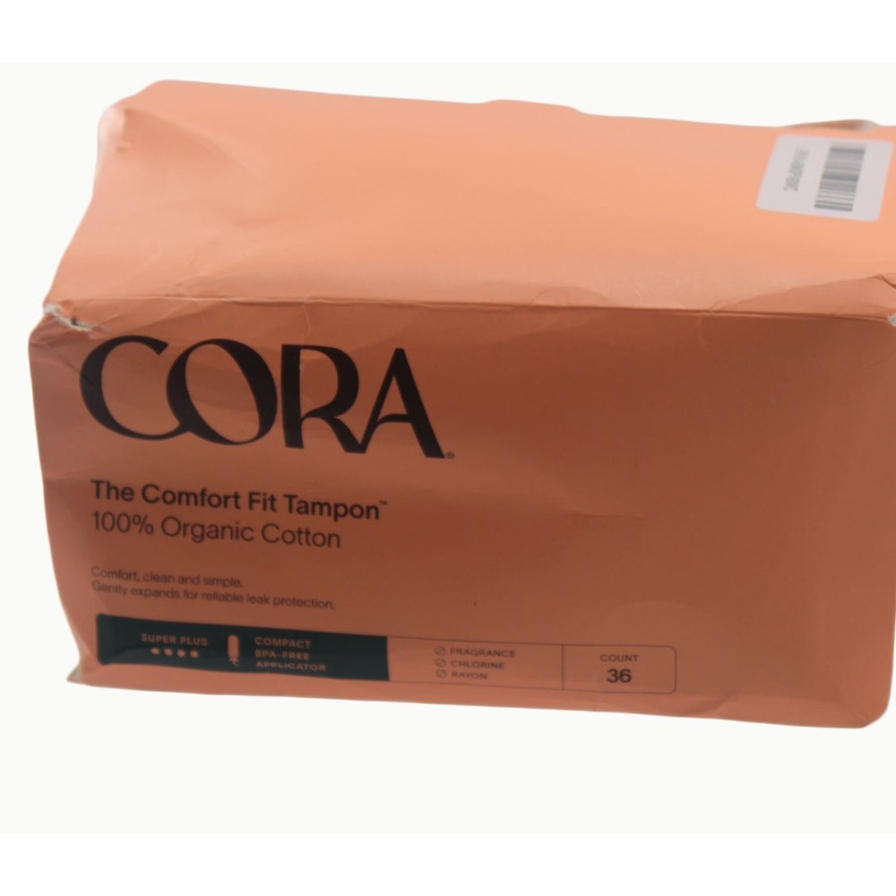 Cora Organic Cotton Tampons Super Plus Absorbency Compact Applicator 36 Count